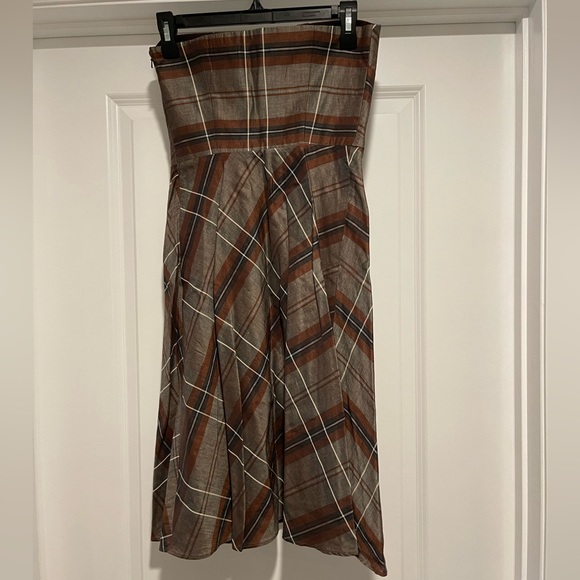Banana Republic Strapless Mini Dress Multicolor Plaid - Picture 2 of 4